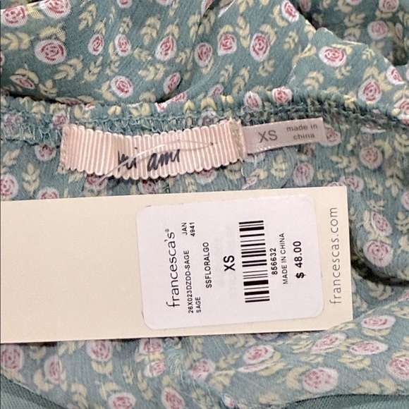 NWTFrancesca‘s Square Neck, Bell-Sleeved Dress, XS Green - Picture 3 of 5